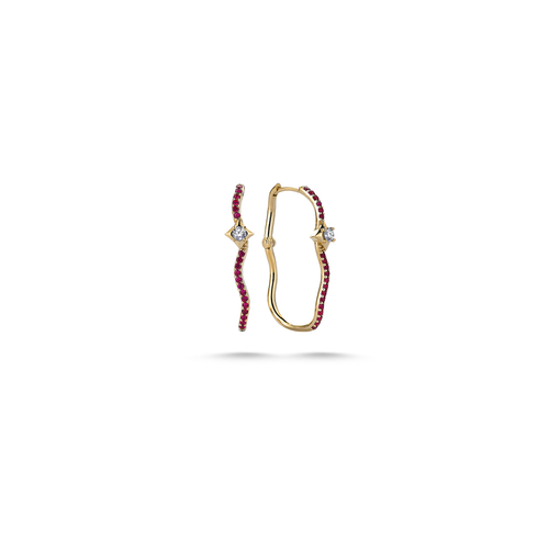 Curved Ruby Earring Rose Gold
