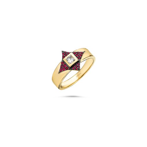 Cosmos Ruby Star Ring Rose Gold