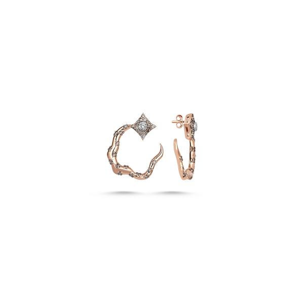 Curved Flame Brown Diamond Earring - Velovis & Co.