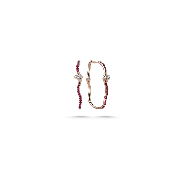 Curved Ruby Earring - Velovis & Co.
