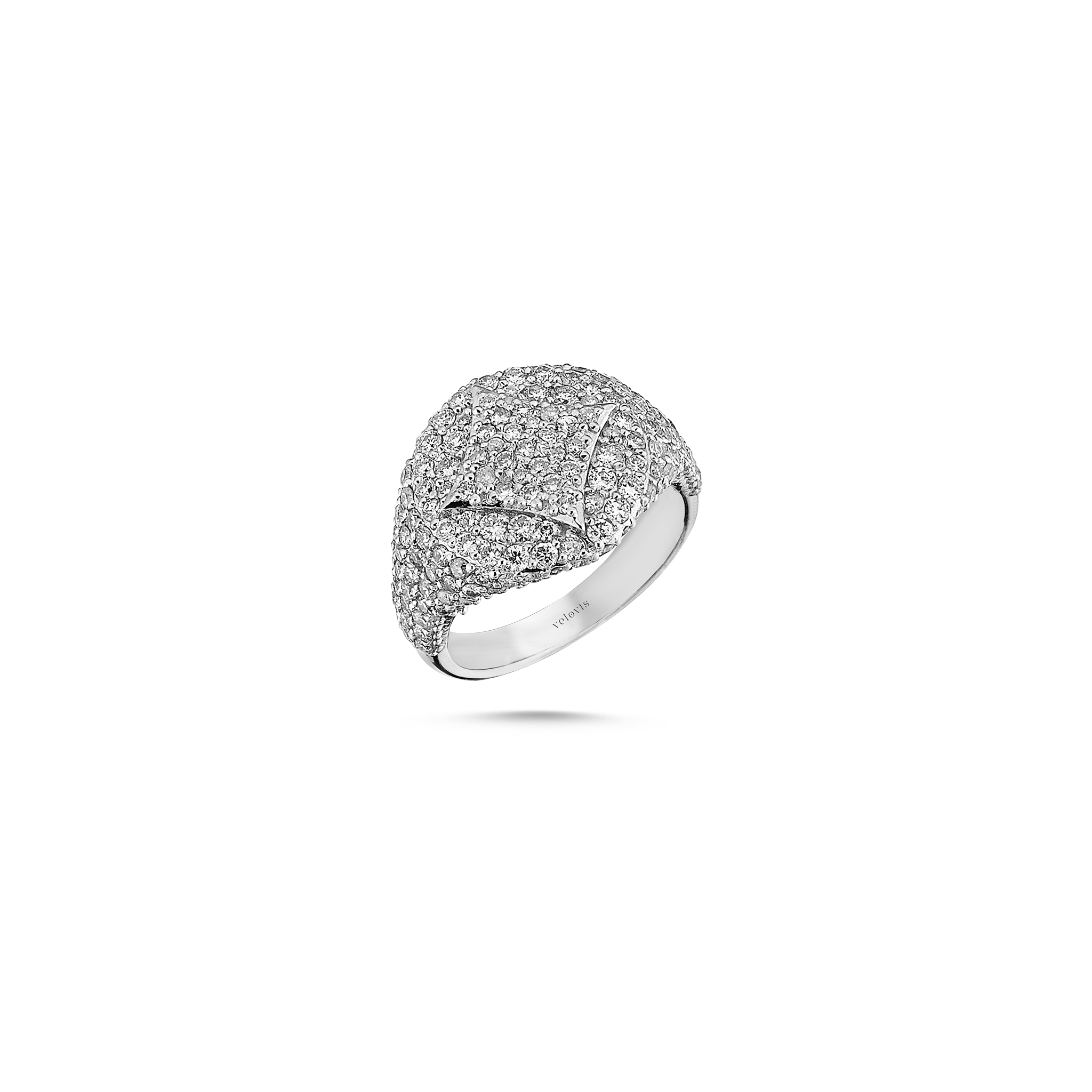 Pave Diamond Circle Ring in White Gold | New York Jewelers Chicago