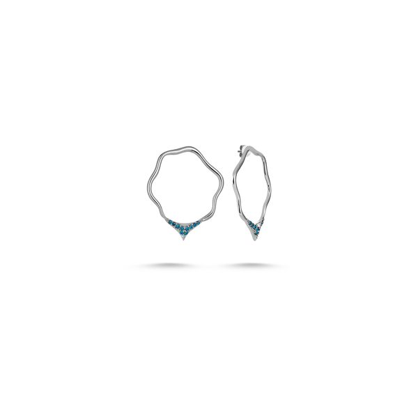 Wavy Hoop Blue Earring - Velovis & Co.